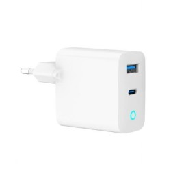 Ładowarka USB-A/C GaN LED 30W PD QC3.0 biała | PartsPC.pl
