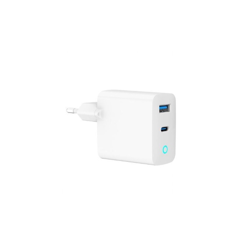 Ładowarka USB-A/C GaN LED 30W PD QC3.0 biała | PartsPC.pl
