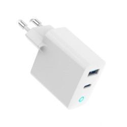Ładowarka USB-A/C GaN LED 30W PD QC3.0 biała | PartsPC.pl