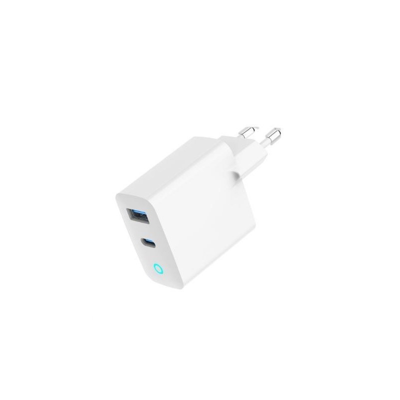 Ładowarka USB-A/C GaN LED 30W PD QC3.0 biała | PartsPC.pl