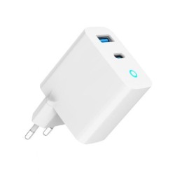 Ładowarka USB-A/C GaN LED 30W PD QC3.0 biała | PartsPC.pl