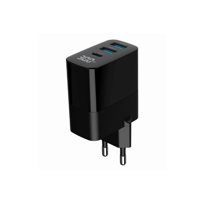 Ładowarka GaN 2xA 1xC LCD 30W PD QC3.0 czarna | PartsPC.pl