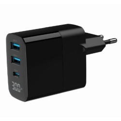 Ładowarka GaN 2xA 1xC LCD 30W PD QC3.0 czarna | PartsPC.pl