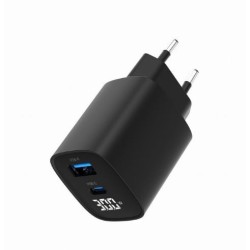 Ładowarka GaN 1xUSB-A 1xUSB-C LCD 30W PD QC3.0 czarna | PartsPC.pl