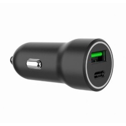 Ładowarka samochodowa USB-A/USB-C 20W PD czarna | PartsPC.pl