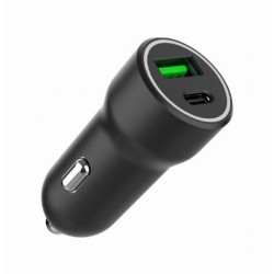 Ładowarka samochodowa USB-A/USB-C 20W PD czarna | PartsPC.pl