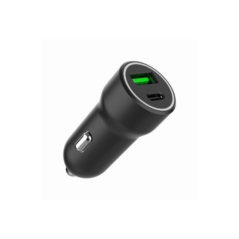 Ładowarka samochodowa USB-A/USB-C 20W PD czarna | PartsPC.pl