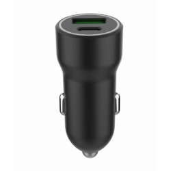 Ładowarka samochodowa USB-A/USB-C 20W PD czarna | PartsPC.pl