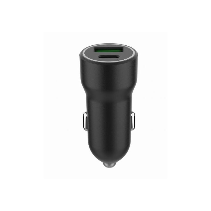 Ładowarka samochodowa USB-A/USB-C 20W PD czarna | PartsPC.pl