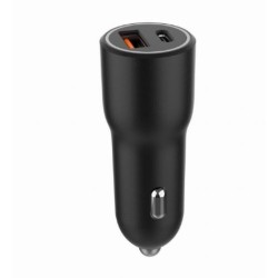Ładowarka samochodowa USB-A/USB-C 38W PD czarna | PartsPC.pl