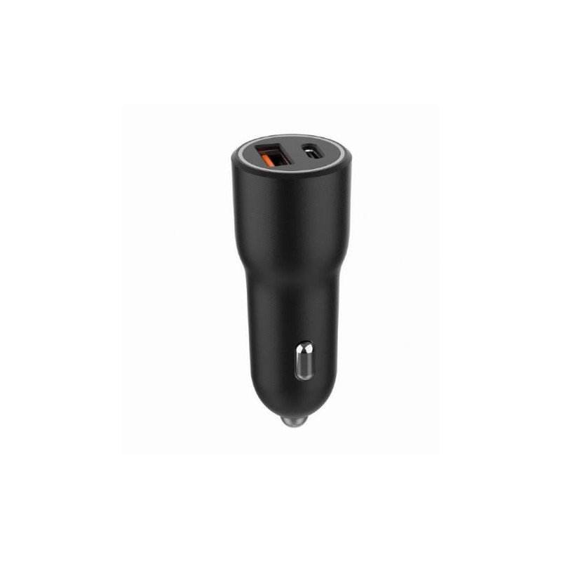 Ładowarka samochodowa USB-A/USB-C 38W PD czarna | PartsPC.pl
