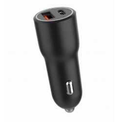 Ładowarka samochodowa USB-A/USB-C 38W PD czarna | PartsPC.pl