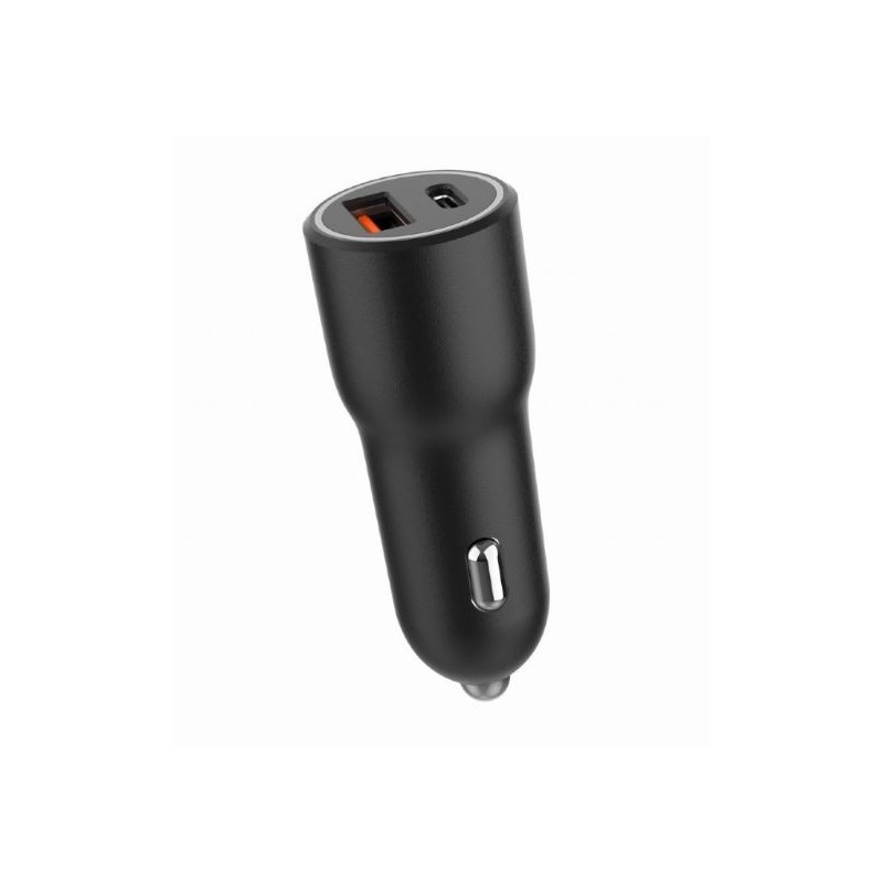 Ładowarka samochodowa USB-A/USB-C 38W PD czarna | PartsPC.pl