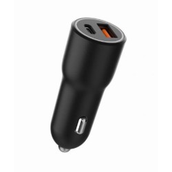 Ładowarka samochodowa USB-A/USB-C 38W PD czarna | PartsPC.pl