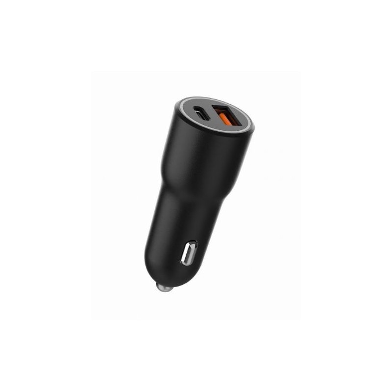Ładowarka samochodowa USB-A/USB-C 38W PD czarna | PartsPC.pl