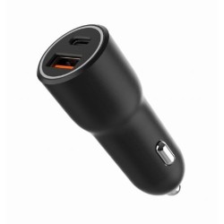 Ładowarka samochodowa USB-A/USB-C 38W PD czarna | PartsPC.pl