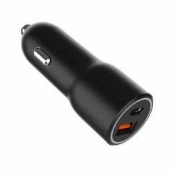 Ładowarka samochodowa USB-A/USB-C 38W PD czarna | PartsPC.pl