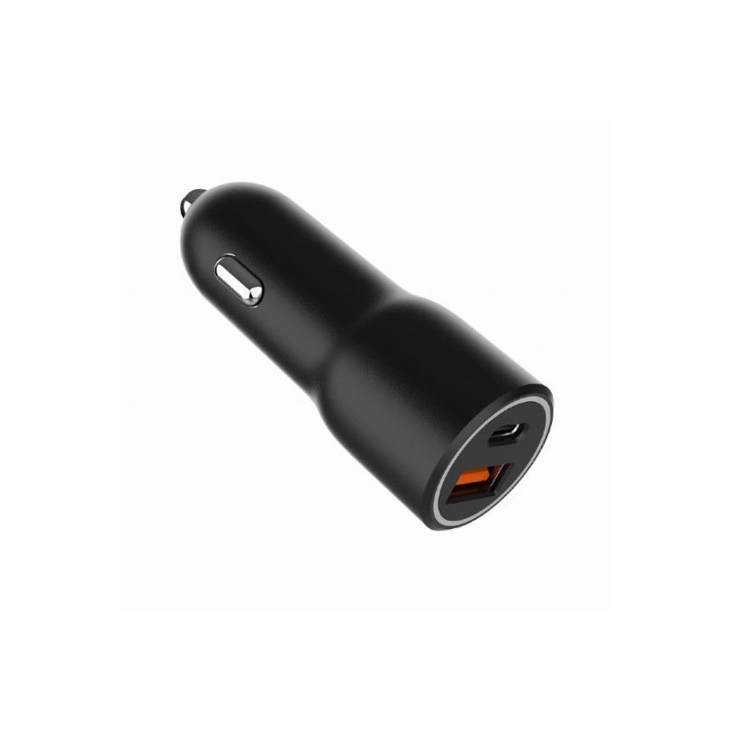 Ładowarka samochodowa USB-A/USB-C 38W PD czarna | PartsPC.pl