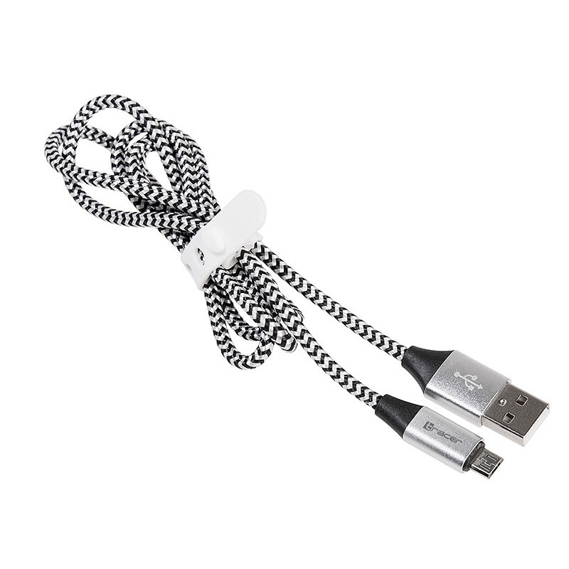 Kabel USB 2.0 AM-micro 1m czarno-srebrny | PartsPC.pl