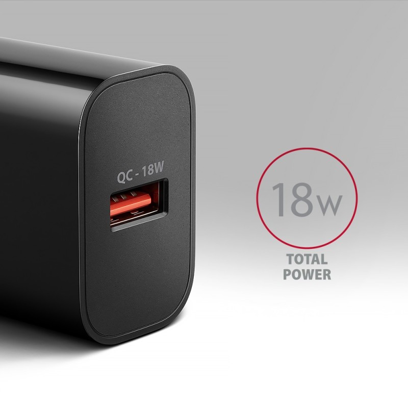 ACU-QC18 Ładowarka sieciowa QC 18W, 1x port USB-A, QC3.0/AFC… | PartsPC.pl