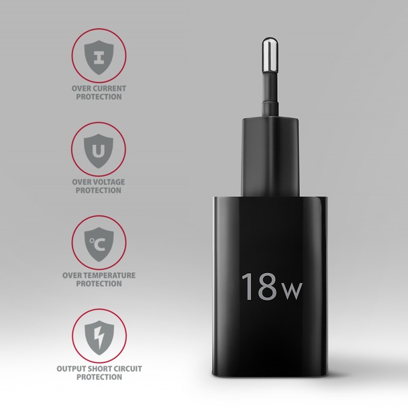 ACU-QC18 Ładowarka sieciowa QC 18W, 1x port USB-A, QC3.0/AFC… | PartsPC.pl