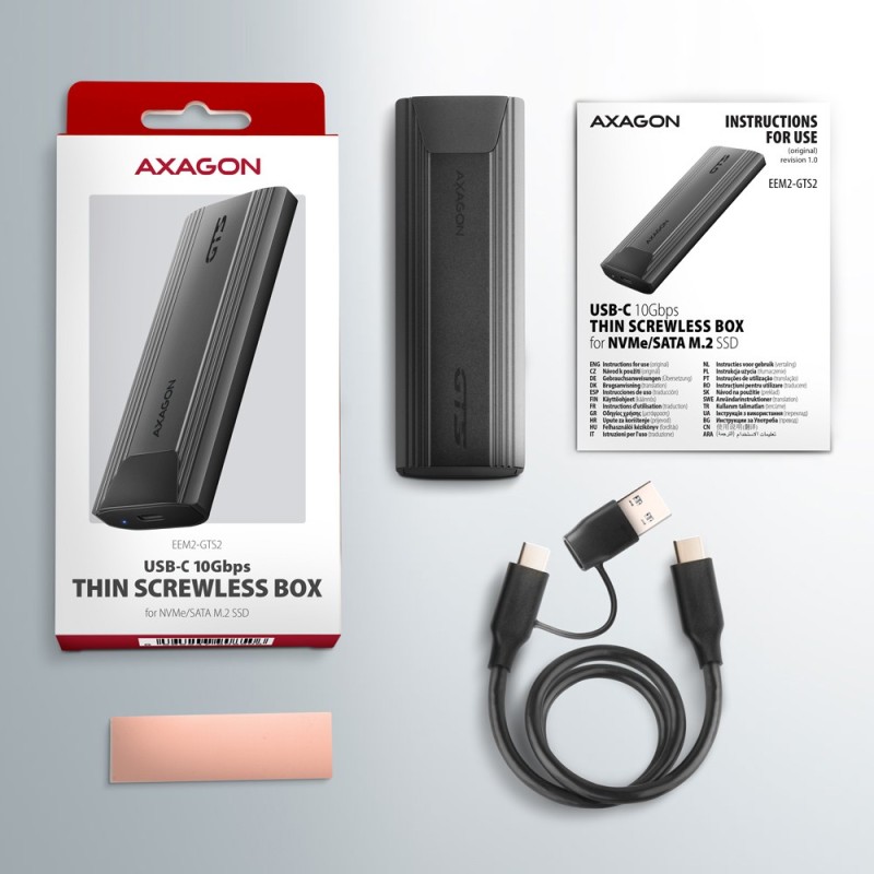 EEM2-GTS2 Obudowa zewnętrzna aluminiowa bezśrubowa USB-C 3.2… | PartsPC.pl