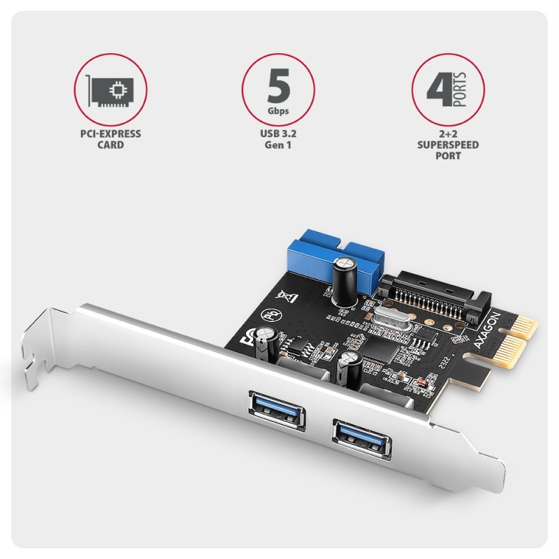 PCEU-232RS Kontroler PCIe 2+2x port USB 3.2 GEN 1, UASP, SP … | PartsPC.pl