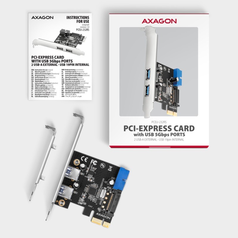 PCEU-232RS Kontroler PCIe 2+2x port USB 3.2 GEN 1, UASP, SP … | PartsPC.pl