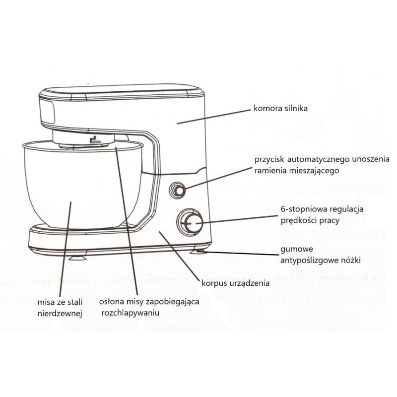 Robot planetarny z misą 4L, 1000W  MR-560 | PartsPC.pl