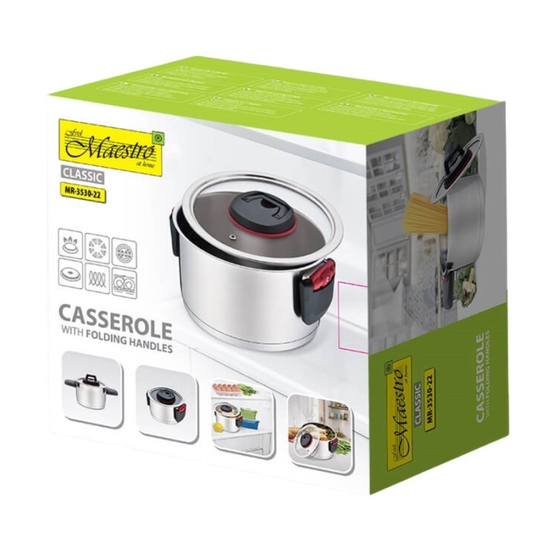 Garnek ze składanymi uchwytami  22cm, 4,2l  MR-3530-22 | PartsPC.pl
