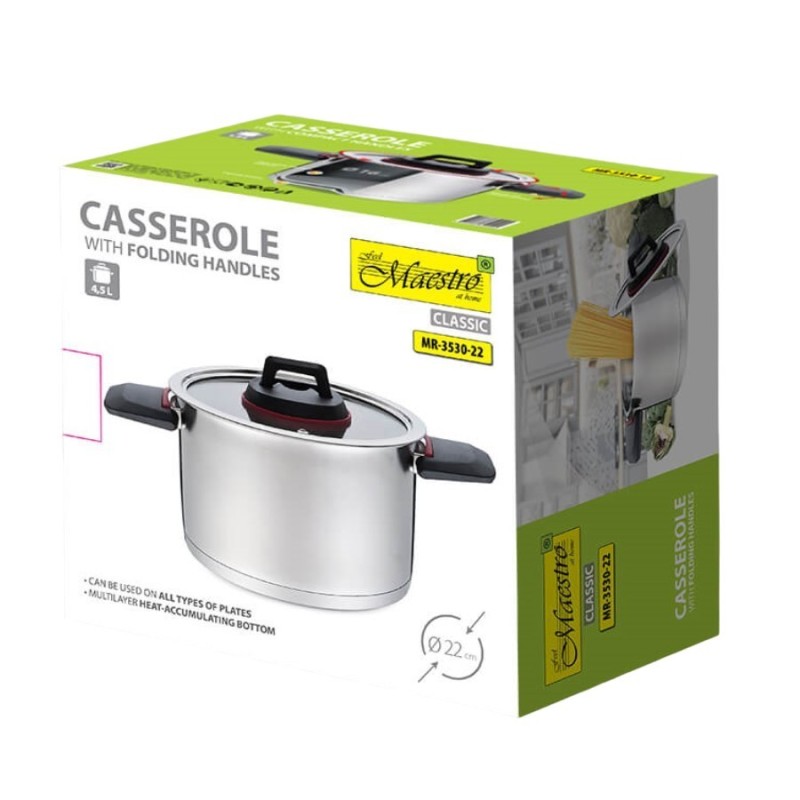 Garnek ze składanymi uchwytami  22cm, 4,2l  MR-3530-22 | PartsPC.pl
