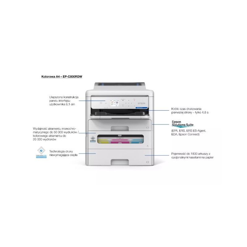 Drukarka EP-C800RDW kolor A4/34ppm/3.8pl/(W)LAN/PCL6 | PartsPC.pl