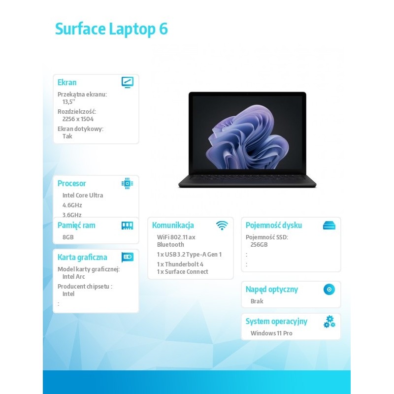 Surface Laptop 6 Win11 Pro Ultra 5-135H/8GB/256GB/13.5/Black… | PartsPC.pl