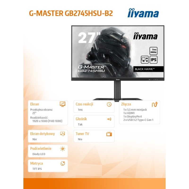Monitor 27 cali GB2745HSU-B2 IPS,FHD,100Hz,1ms,2xUSB,300cd | PartsPC.pl