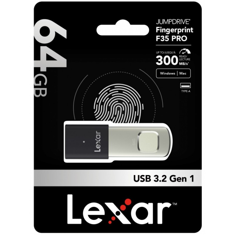 Pendrive F35pro Fingerprint 64G USB 3.2 Gen1 300/150MB/s | PartsPC.pl