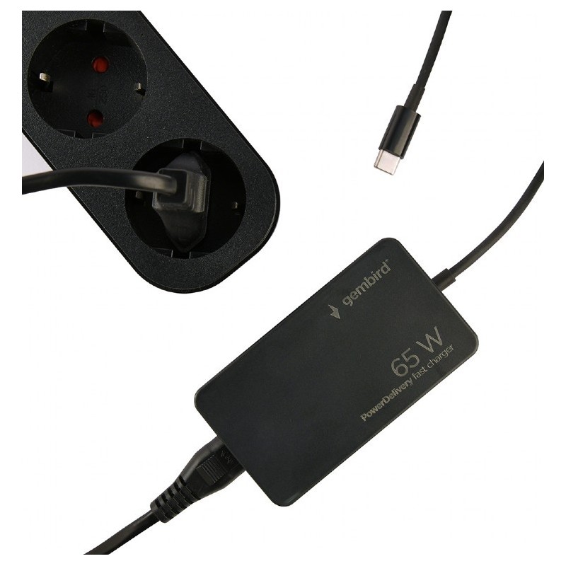 Ładowarka uniwersalna 65W USB-C FC czarna | PartsPC.pl