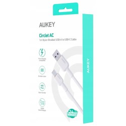 CB-NAC1 White nylonowy kabel USB C - USB A | 1m | 3A | 60W P… | PartsPC.pl