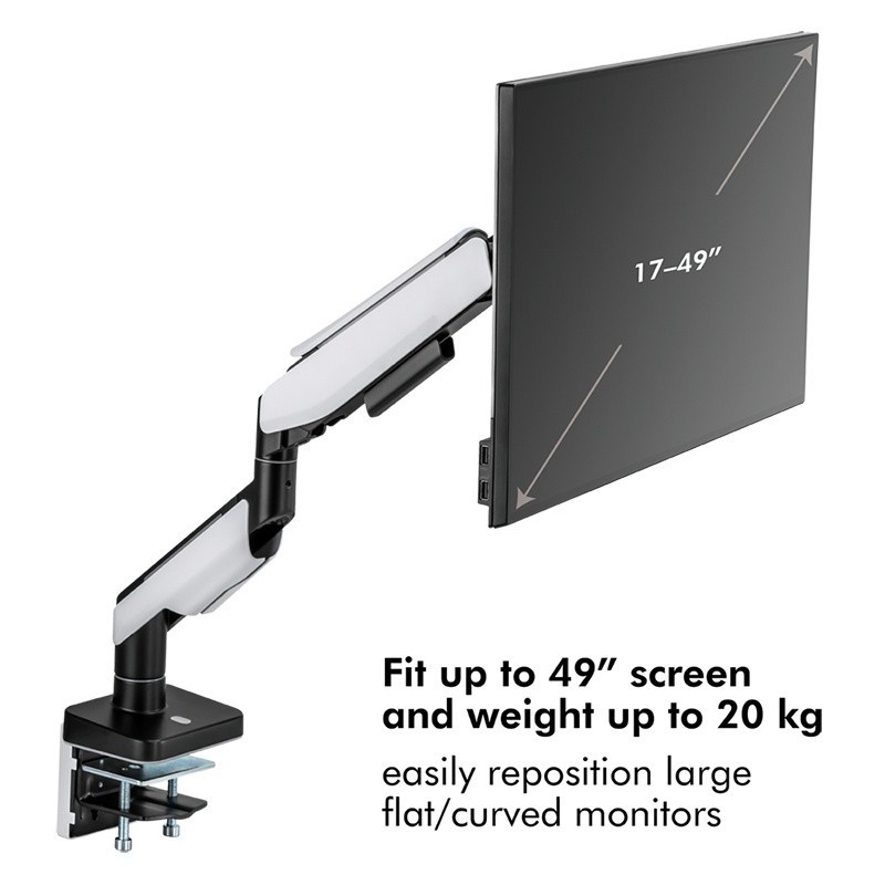 Uchwyt do monitora,VESA 17-49 cali gazowy, max. 20kg | PartsPC.pl