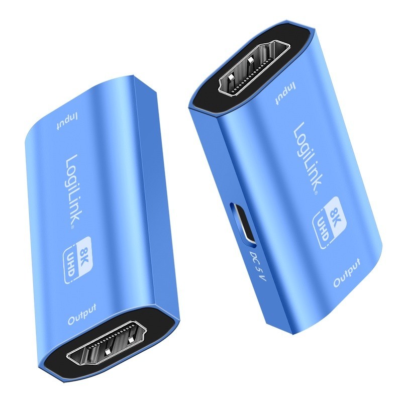 Repeater HDMI, 8K/60HZ, HDCP2.3, Alu, niebieski | PartsPC.pl