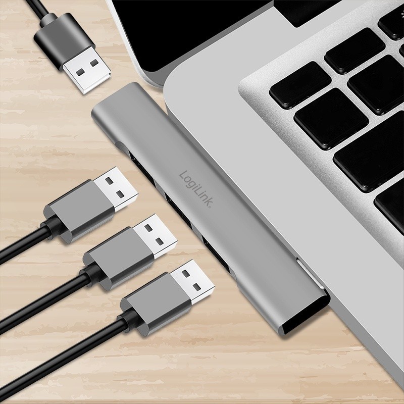 Smukły HUB USB-A do 1x USB-A 3.0 3xUSB-A 2.0 | PartsPC.pl