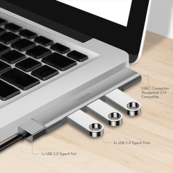 Smukły HUB USB-C do 1x USB-A 3.0 3xUSB-A 2.0 | PartsPC.pl