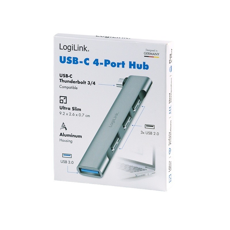 Smukły HUB USB-C do 1x USB-A 3.0 3xUSB-A 2.0 | PartsPC.pl