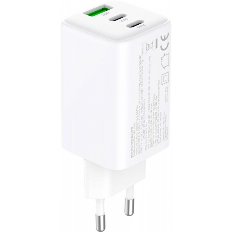 Ładowarka sieciowa 3xUSB 65W 3,24A Power Delivery 3.0 QC4.0 | PartsPC.pl