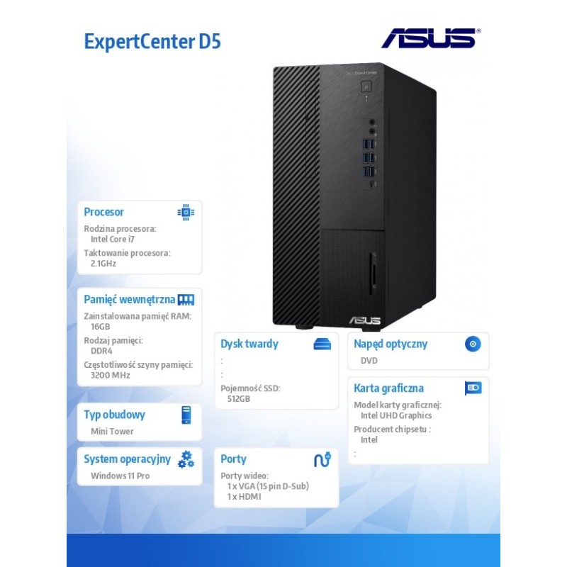 Komputer ExpertCenter D5 D500ME-713700280X - i7-13700 vPro/1… | PartsPC.pl