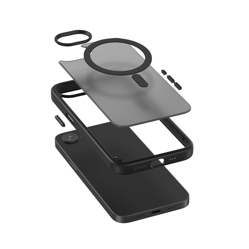 Hybrid Frost MAG Cover - Etui iPhone 16e MagSafe Czarne | PartsPC.pl