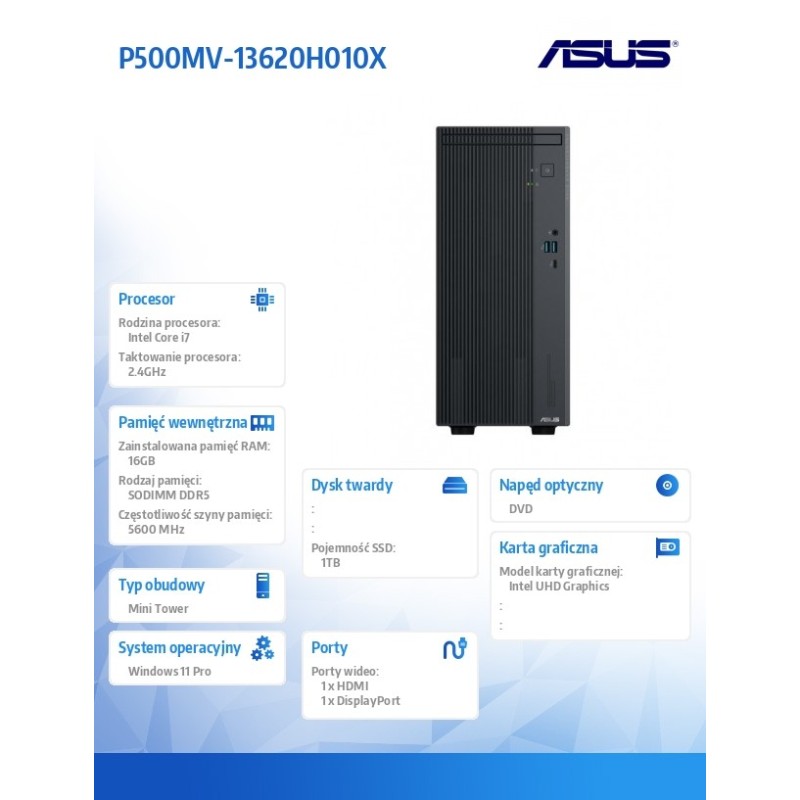 Komputer ExpertCenter P500MV-13620H010X i7-1360H/16GB/1TB/ W… | PartsPC.pl