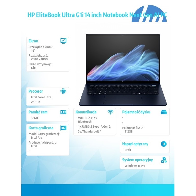 Notebook EliteBook Ultra G1i U5 228V/512GB/32GB/W11P/14.0   … | PartsPC.pl