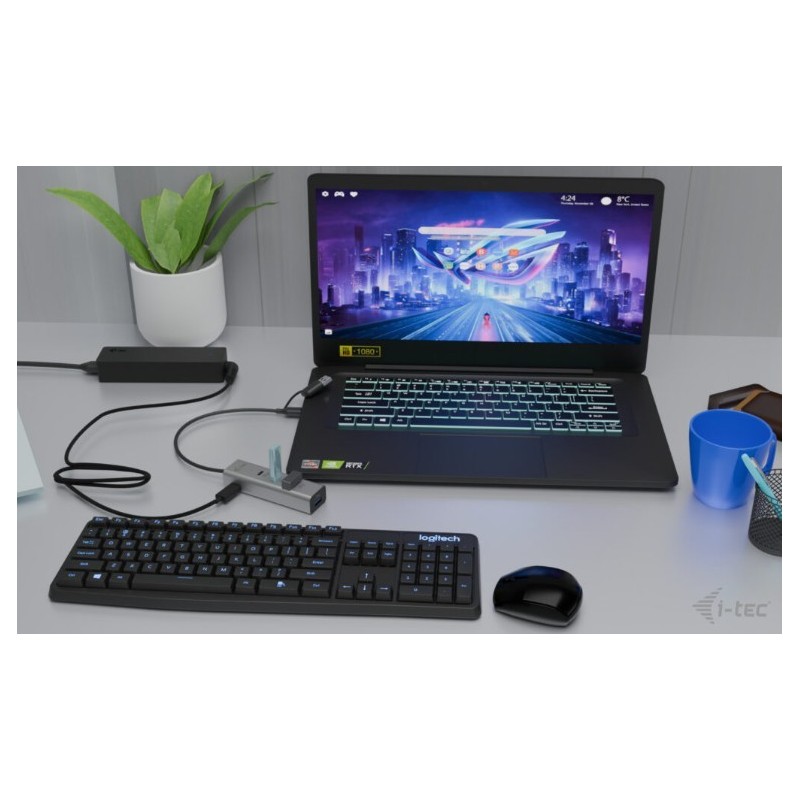 Uniwersalny metalowy ładujący HUB 2xUSB-C/2xUSB-A PD 85W | PartsPC.pl