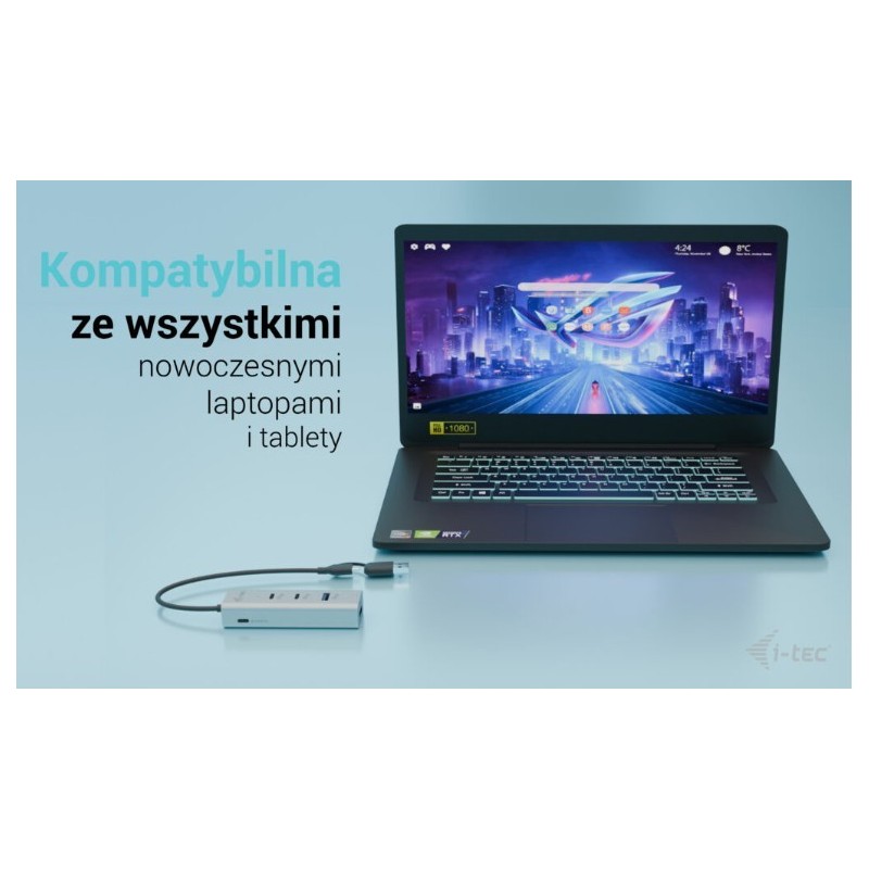 Uniwersalny metalowy ładujący HUB 2xUSB-C/2xUSB-A PD 85W | PartsPC.pl