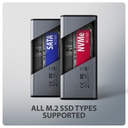 EEM2-SD2 Obudowa zewnętrzna aluminiowa bezśrubowa USB-A/C 3.… | PartsPC.pl
